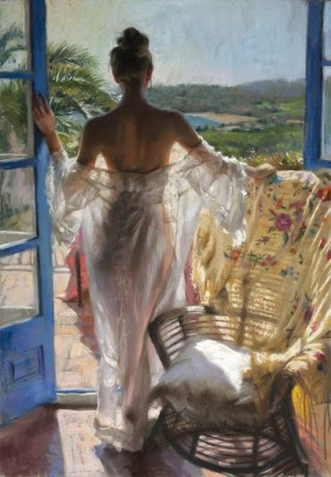 mujerthe-paintings-of-vicente-romero-redondo-lovely-women-in-hot-weather-boy-with-a-hat-1381023873_b