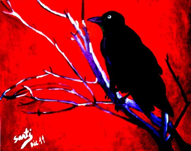 Cuervo crepuscular-Dic11-óleo sobre papel-24x30