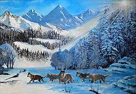 lobos en la nieve