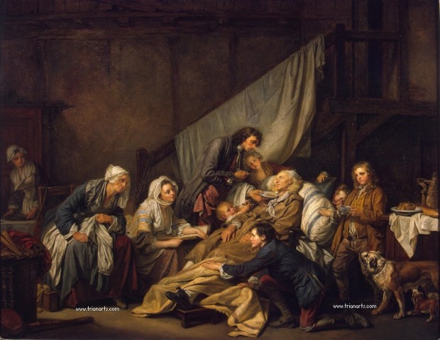 anciano.Jean Baptiste Greuze - 1 Filial Piety (The Paralytic)-Hermitage