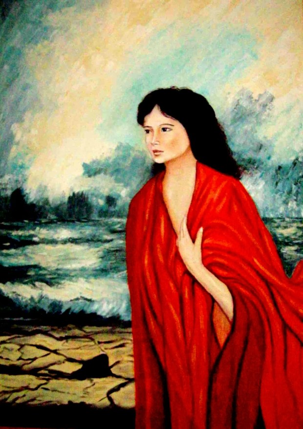 Mujer de reboos rojo