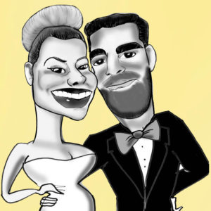 Caricatura-de-novios-en-blanco-y-negro-300x300