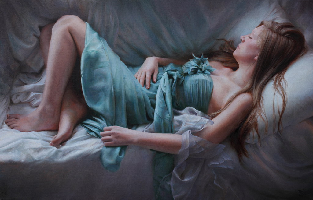 Imágenes Arte Pinturas: Mujeres Acostadas Admirables Pinturas Realistas, de  Tina Spratt